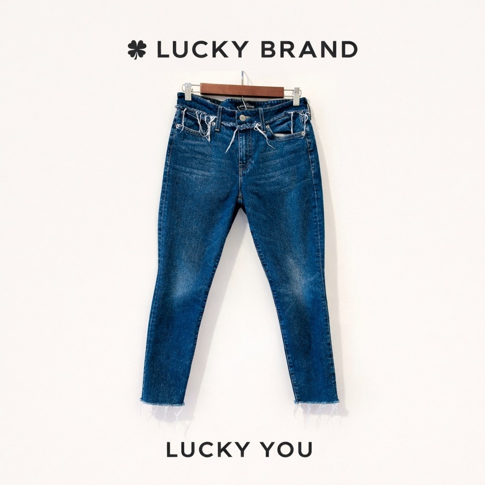 Lucky Brand “Lucky You” Skinny Jeans | Distressed Waist | Raw Hem | Size 4 / 27